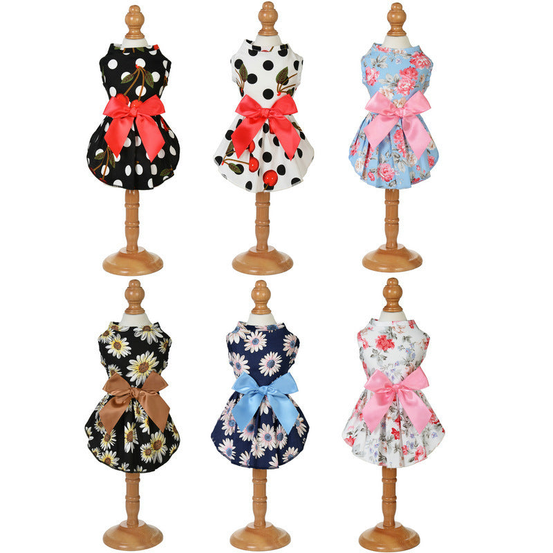HKM-484627 Princess Summer Dress for Pets - Stylish and Comfortable Cotton Clothing in Various Patterns and Sizes 8/XS to 16/XL
