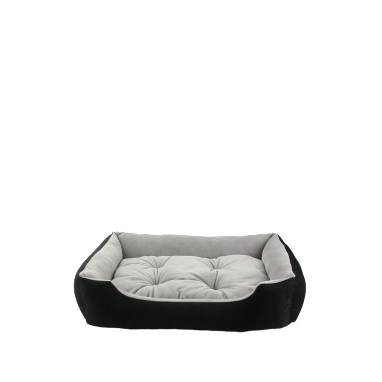 HKM-149971 Plush Square Dog and Cat Cushion Bed - Soft Velvet Pet Nest for Medium to Large Pets