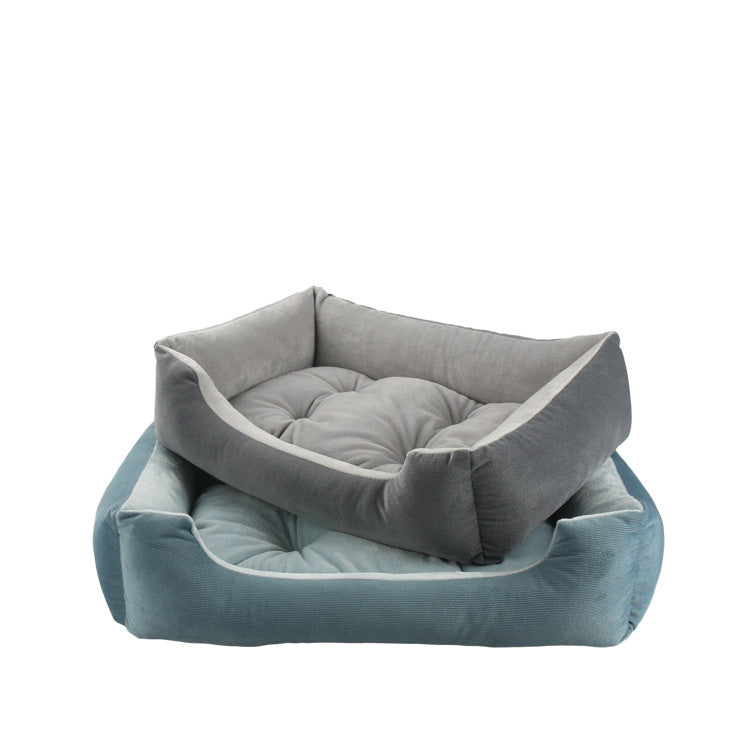 HKM-149971 Plush Square Dog and Cat Cushion Bed - Soft Velvet Pet Nest for Medium to Large Pets