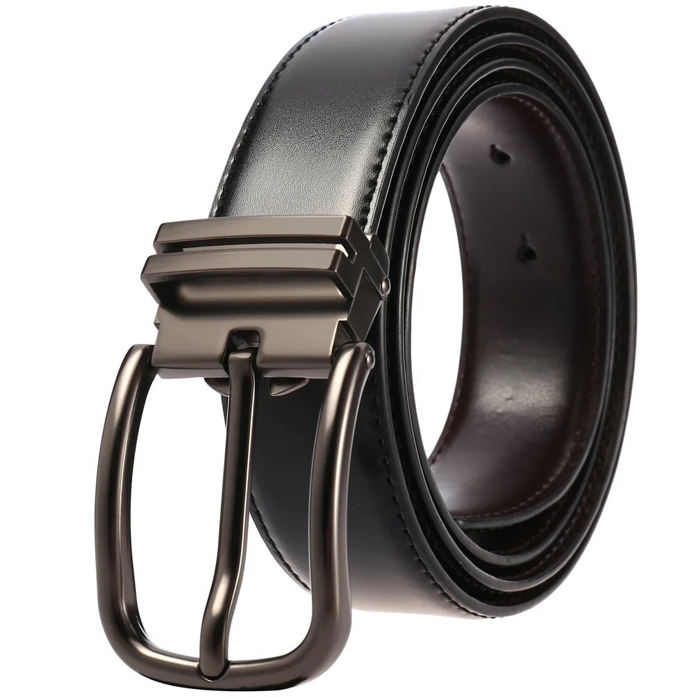 HKM-342995 Men's Double-Sided Pin Buckle Genuine Leather Belt - Model LY35-21623-1