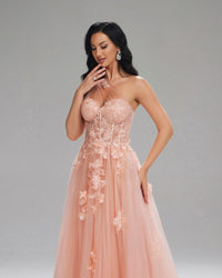 HKM-413971 Elegant Pink Evening Dress for Women - Style EZ25035