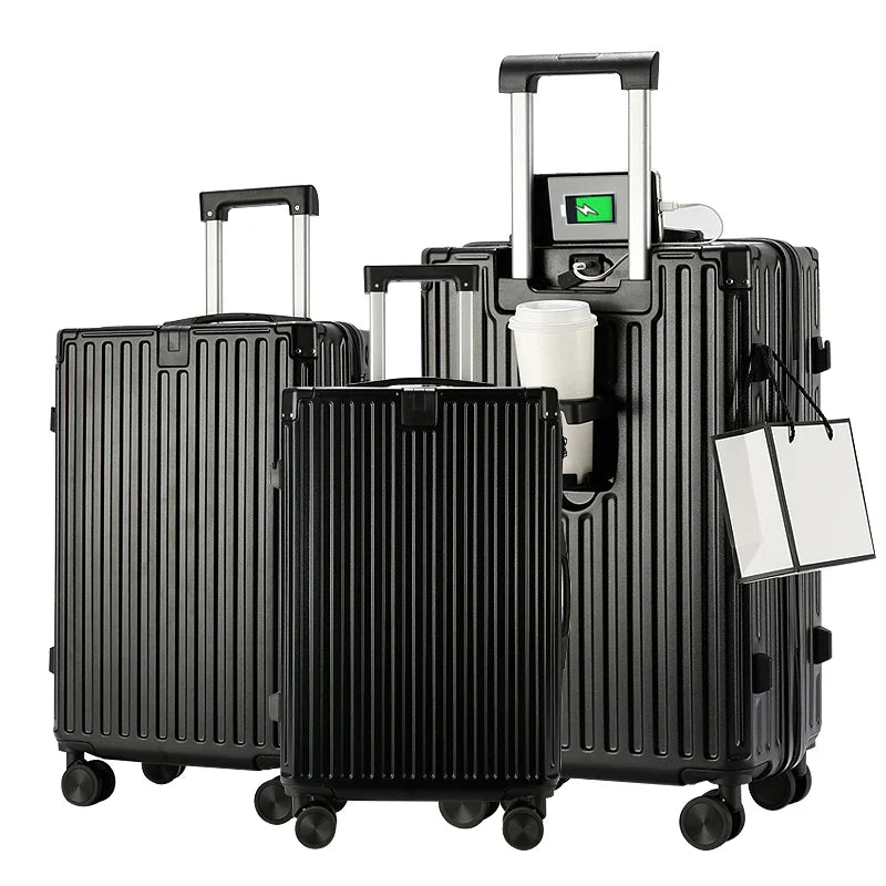 KTX-835347 Durable 4-Wheel Soft Shell Travel Luggage Set with Carry-On Suitcase