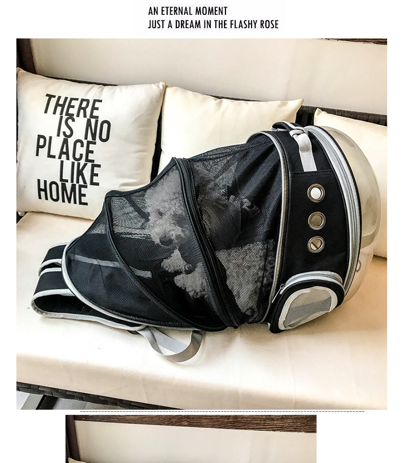 HKM-955987 360-Degree Transparent Bubble Backpack Carrier for Pets - Lightweight and Breathable Rucksack Suitable for Small Dogs and Rabbits