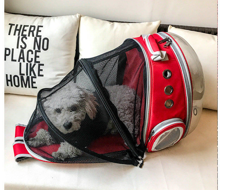 HKM-955987 360-Degree Transparent Bubble Backpack Carrier for Pets - Lightweight and Breathable Rucksack Suitable for Small Dogs and Rabbits