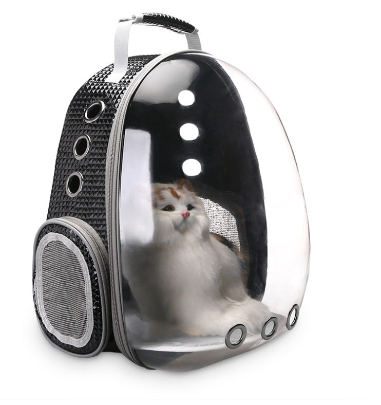 HKM-955987 360-Degree Transparent Bubble Backpack Carrier for Pets - Lightweight and Breathable Rucksack Suitable for Small Dogs and Rabbits
