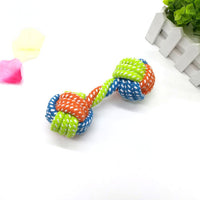 HKM-303955 Small Multicolor Cotton Rope Dumbbell Toy for Dogs - 17cm Long