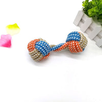 HKM-303955 Small Multicolor Cotton Rope Dumbbell Toy for Dogs - 17cm Long