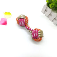 HKM-303955 Small Multicolor Cotton Rope Dumbbell Toy for Dogs - 17cm Long