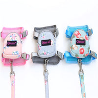 HKM-159059 Adjustable Dog and Cat Harness Leash Set - Breathable Nylon, Perfect for Training and Walks - Available in Pink, Gray, and Sky Blue