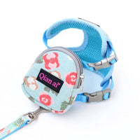 HKM-159059 Adjustable Dog and Cat Harness Leash Set - Breathable Nylon, Perfect for Training and Walks - Available in Pink, Gray, and Sky Blue