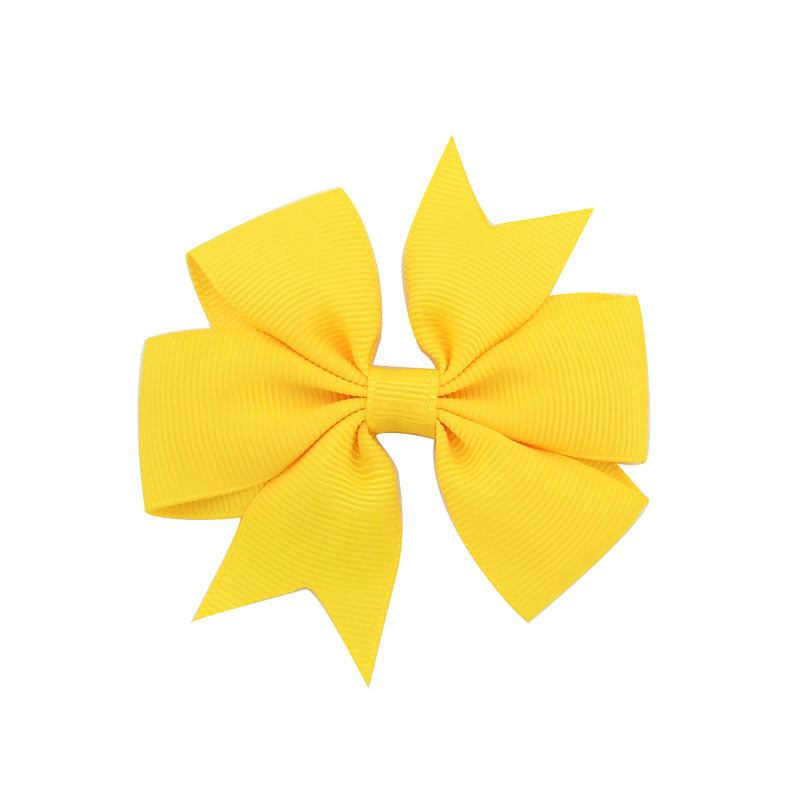 HKM-609619 V-Shaped Ribbed Bow Hairpin for Children - Handmade Solid Color Accessory