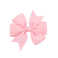 HKM-609619 V-Shaped Ribbed Bow Hairpin for Children - Handmade Solid Color Accessory