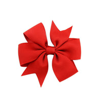 HKM-609619 V-Shaped Ribbed Bow Hairpin for Children - Handmade Solid Color Accessory