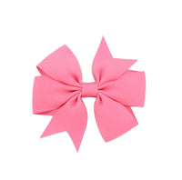 HKM-609619 V-Shaped Ribbed Bow Hairpin for Children - Handmade Solid Color Accessory