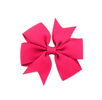 HKM-609619 V-Shaped Ribbed Bow Hairpin for Children - Handmade Solid Color Accessory
