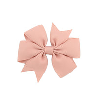 HKM-609619 V-Shaped Ribbed Bow Hairpin for Children - Handmade Solid Color Accessory