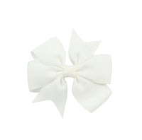 HKM-609619 V-Shaped Ribbed Bow Hairpin for Children - Handmade Solid Color Accessory