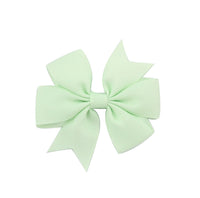 HKM-609619 V-Shaped Ribbed Bow Hairpin for Children - Handmade Solid Color Accessory
