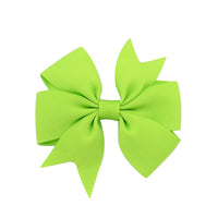 HKM-609619 V-Shaped Ribbed Bow Hairpin for Children - Handmade Solid Color Accessory