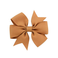 HKM-609619 V-Shaped Ribbed Bow Hairpin for Children - Handmade Solid Color Accessory