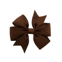 HKM-609619 V-Shaped Ribbed Bow Hairpin for Children - Handmade Solid Color Accessory