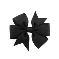 HKM-609619 V-Shaped Ribbed Bow Hairpin for Children - Handmade Solid Color Accessory