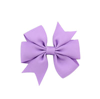 HKM-609619 V-Shaped Ribbed Bow Hairpin for Children - Handmade Solid Color Accessory