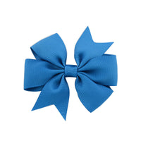 HKM-609619 V-Shaped Ribbed Bow Hairpin for Children - Handmade Solid Color Accessory