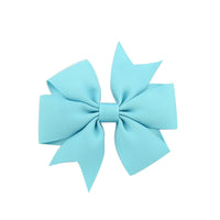 HKM-609619 V-Shaped Ribbed Bow Hairpin for Children - Handmade Solid Color Accessory