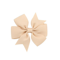 HKM-609619 V-Shaped Ribbed Bow Hairpin for Children - Handmade Solid Color Accessory