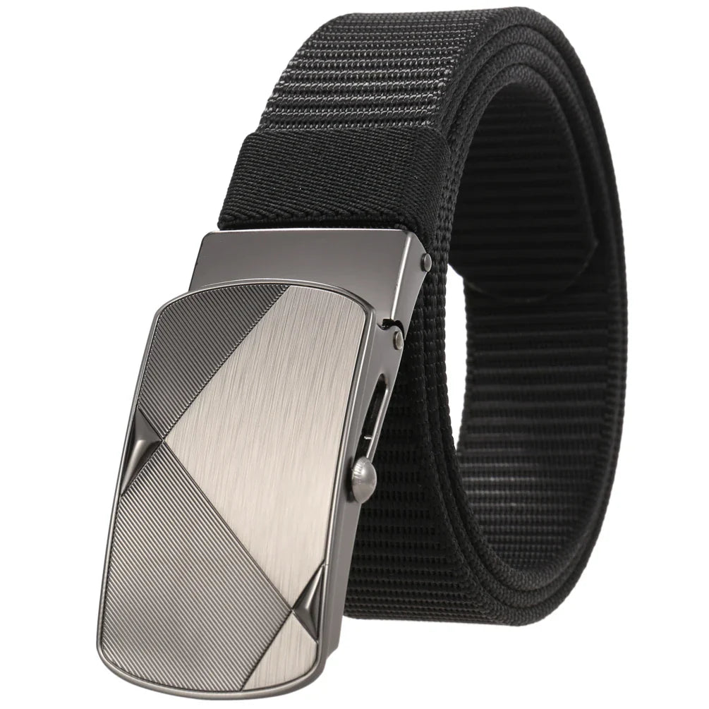 HKM-487571 Custom Leather Belt with Nylon Woven Tape and Tungsten Buckle - Model Ly36-23547-1