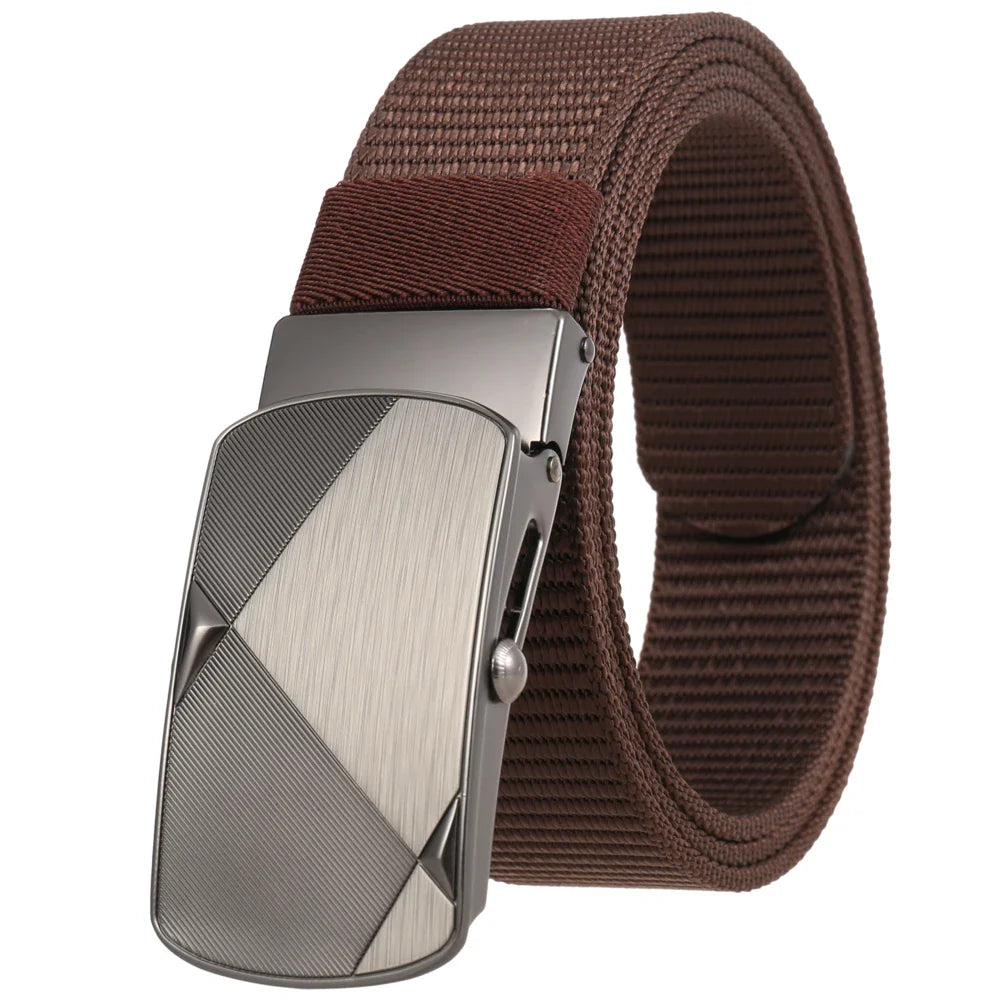 HKM-487571 Custom Leather Belt with Nylon Woven Tape and Tungsten Buckle - Model Ly36-23547-1