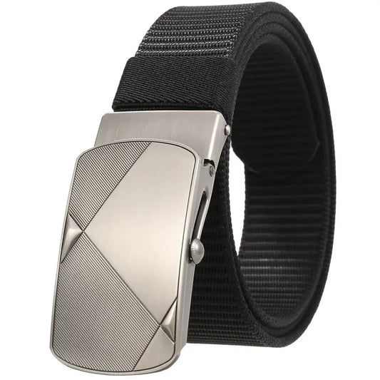 HKM-487571 Custom Leather Belt with Nylon Woven Tape and Tungsten Buckle - Model Ly36-23547-1