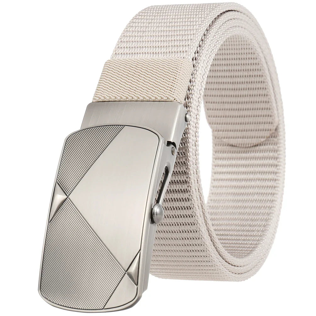 HKM-487571 Custom Leather Belt with Nylon Woven Tape and Tungsten Buckle - Model Ly36-23547-1