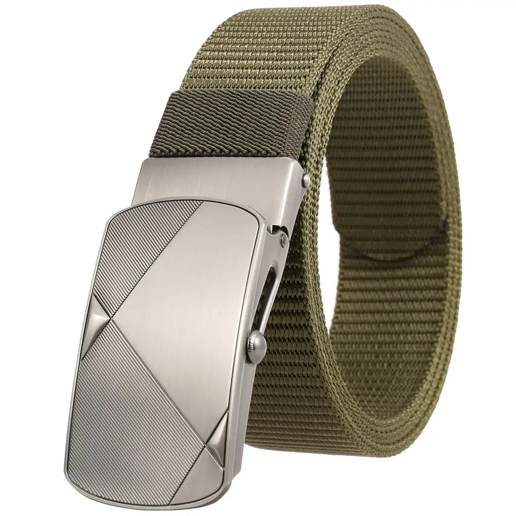 HKM-487571 Custom Leather Belt with Nylon Woven Tape and Tungsten Buckle - Model Ly36-23547-1