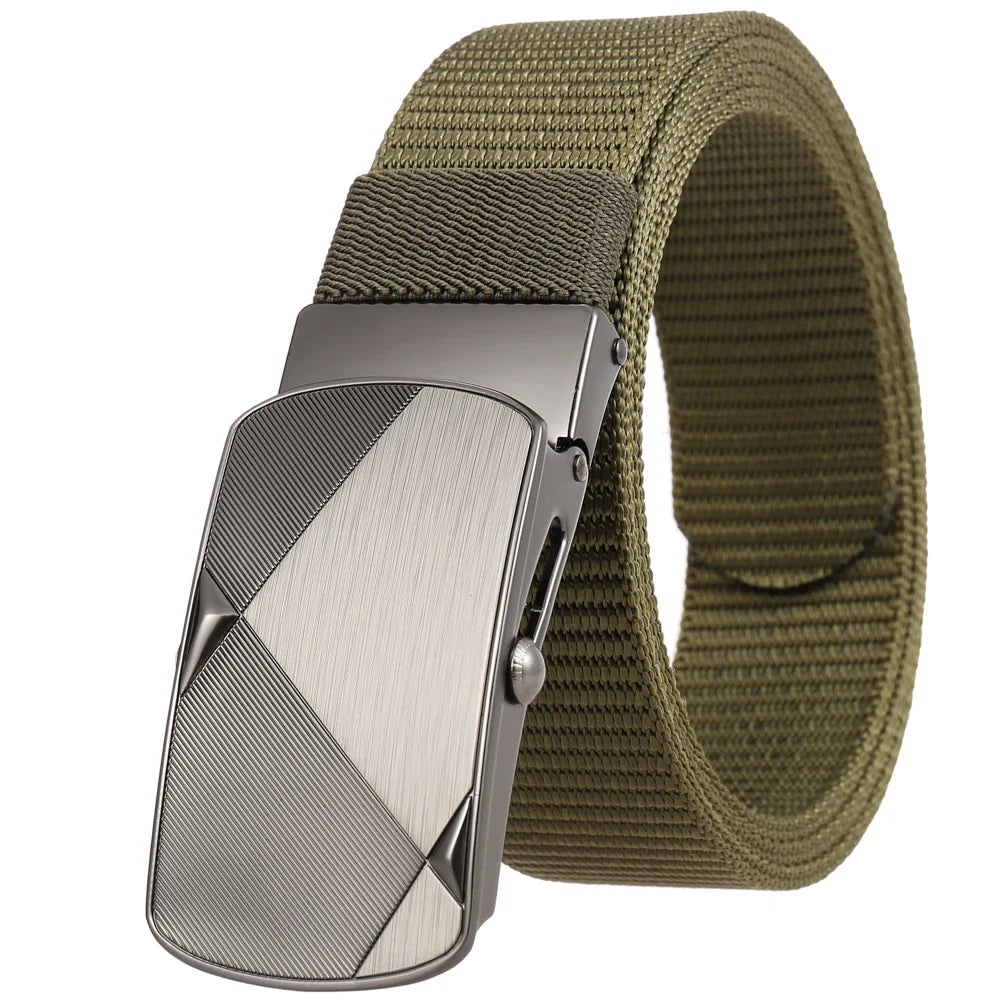 HKM-487571 Custom Leather Belt with Nylon Woven Tape and Tungsten Buckle - Model Ly36-23547-1