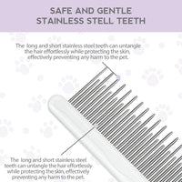 HKM-613843 Detangling Comb for Dogs and Cats with Stainless Steel Teeth - Gentle Grooming Tool for Tangles and Mats