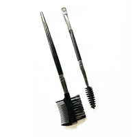 HKM-709715 Double-Headed Eyebrow Brush with Steel Tooth Comb and Nylon Bristles, 14cm Length