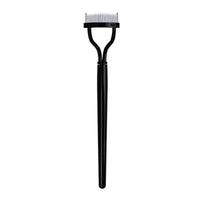 HKM-709715 Double-Headed Eyebrow Brush with Steel Tooth Comb and Nylon Bristles, 14cm Length