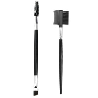 HKM-709715 Double-Headed Eyebrow Brush with Steel Tooth Comb and Nylon Bristles, 14cm Length