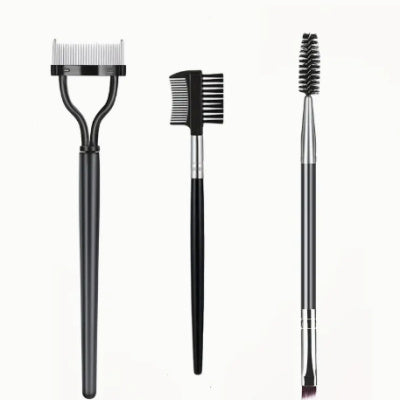 HKM-709715 Double-Headed Eyebrow Brush with Steel Tooth Comb and Nylon Bristles, 14cm Length
