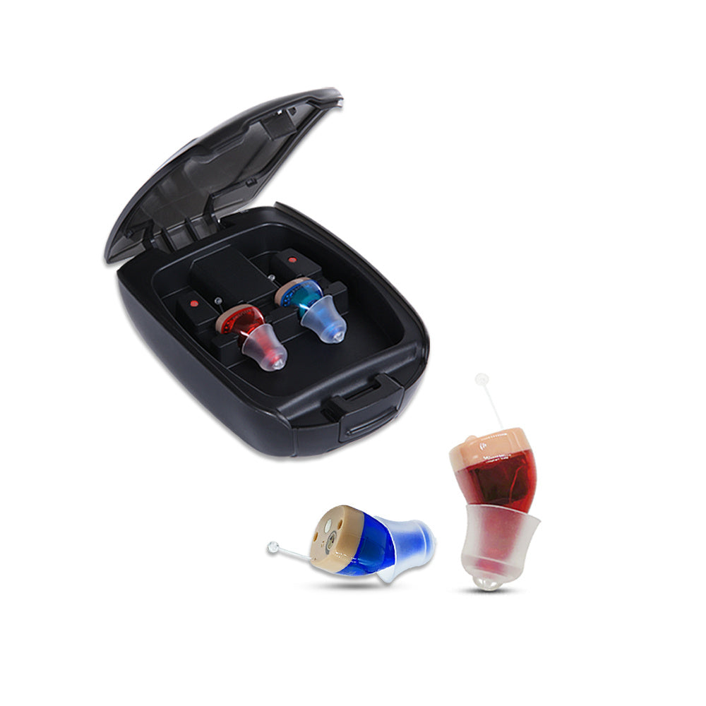 KTX-064211 Invisible Digital Noise Reduction Hearing Aids - USB Rechargeable ITE Device with Adjustable Volume Control and Multiple Earplugs