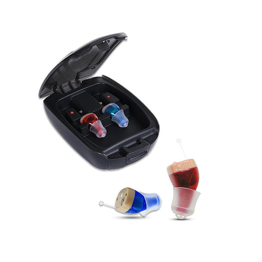 KTX-064211 Invisible Digital Noise Reduction Hearing Aids - USB Rechargeable ITE Device with Adjustable Volume Control and Multiple Earplugs