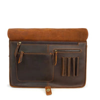 HKM-987859 Men's Retro Leather Laptop Tote and Business Briefcase with Crossbody Strap for Office and Conference Use