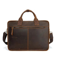 HKM-987859 Men's Retro Leather Laptop Tote and Business Briefcase with Crossbody Strap for Office and Conference Use