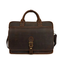 HKM-987859 Men's Retro Leather Laptop Tote and Business Briefcase with Crossbody Strap for Office and Conference Use