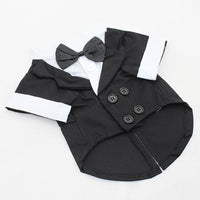 HKM-950803 Elegant Cotton Bow Tie Evening Dress for Dogs in Black and Gray, Available in Multiple Sizes