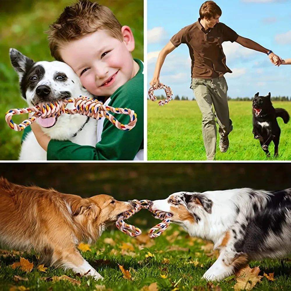 HKM-792019 Durable Large Rope Knot Toy for Cat and Dog Teeth Cleaning and Interactive Play