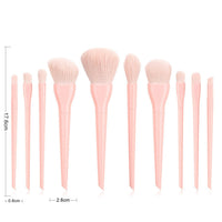HKM-969555 10-Piece Candy-Colored Makeup Brush Set - Long Handled, Man-Made Fiber Bristles in Watermelon Red, Avocado, Peach, Lime