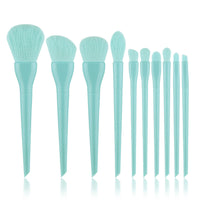 HKM-969555 10-Piece Candy-Colored Makeup Brush Set - Long Handled, Man-Made Fiber Bristles in Watermelon Red, Avocado, Peach, Lime
